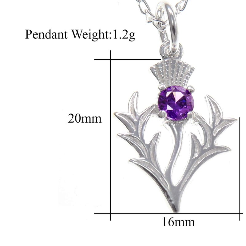 Alexander Castle 925 Sterling Silver Scottish Thistle & Real Amethyst Necklace - 20mm x 16mm Pendant with 18" Silver Chain & Jewelry Gift Box - Scottish Gifts for Women - Image 4